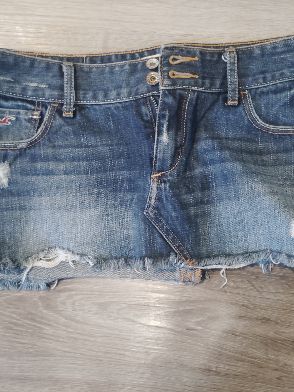 Hollister Distressed Denim Mini Skirt - Blue